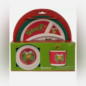 NEW IN BOX Grinch 3 pc Bamboo set. Holiday Dr.Seuss set
